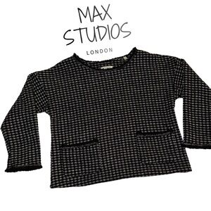 Max Studio Black & White Gingham Long Sleeve Blouse Top | Business Casual Chic